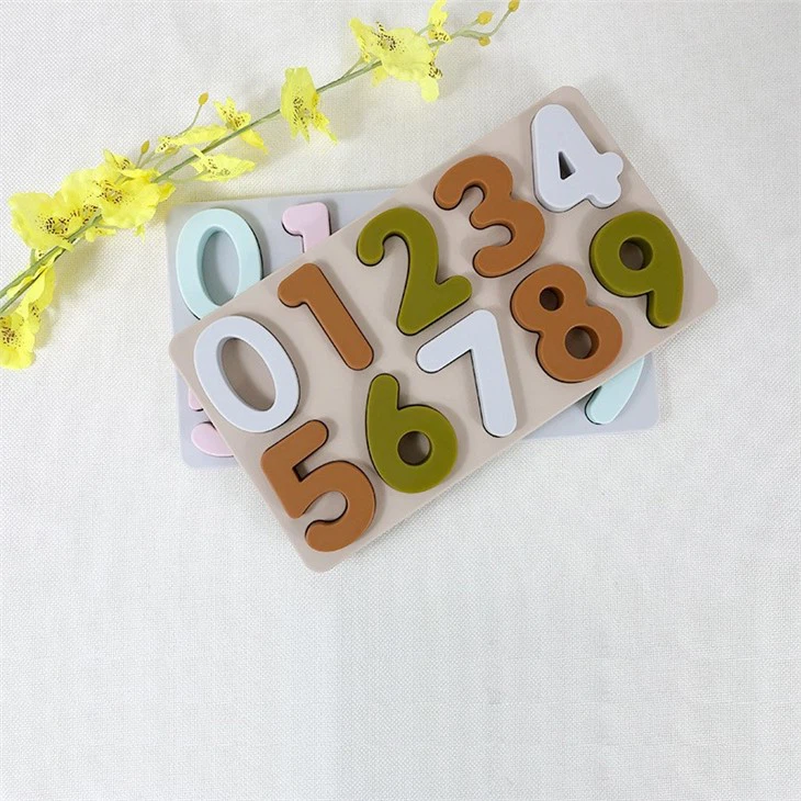 Silicone Kids Baby Montessori Toy Number Board 3D Jigsaw Puzzles Educational Sensory Toys